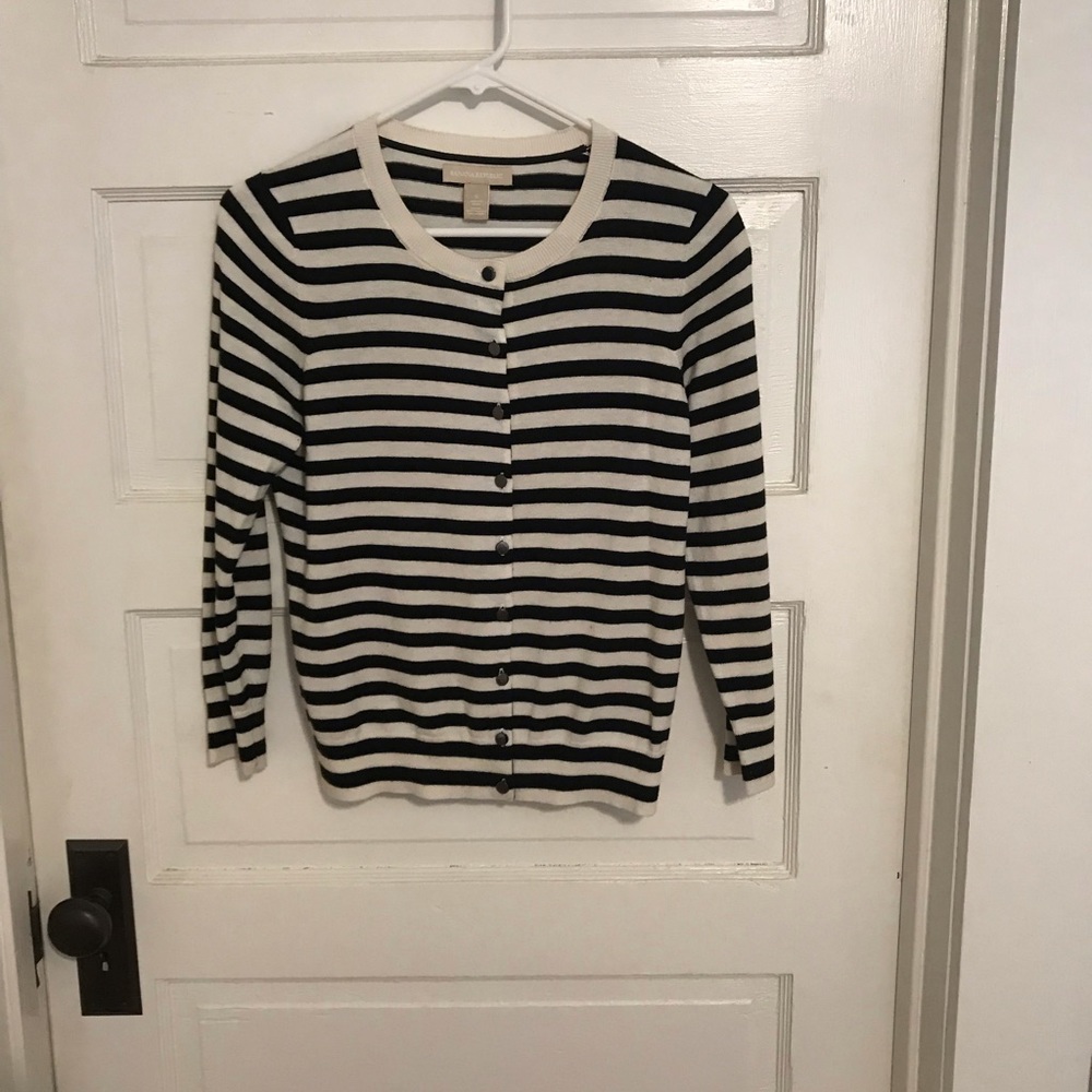 Banana Republic black and off white cardigan